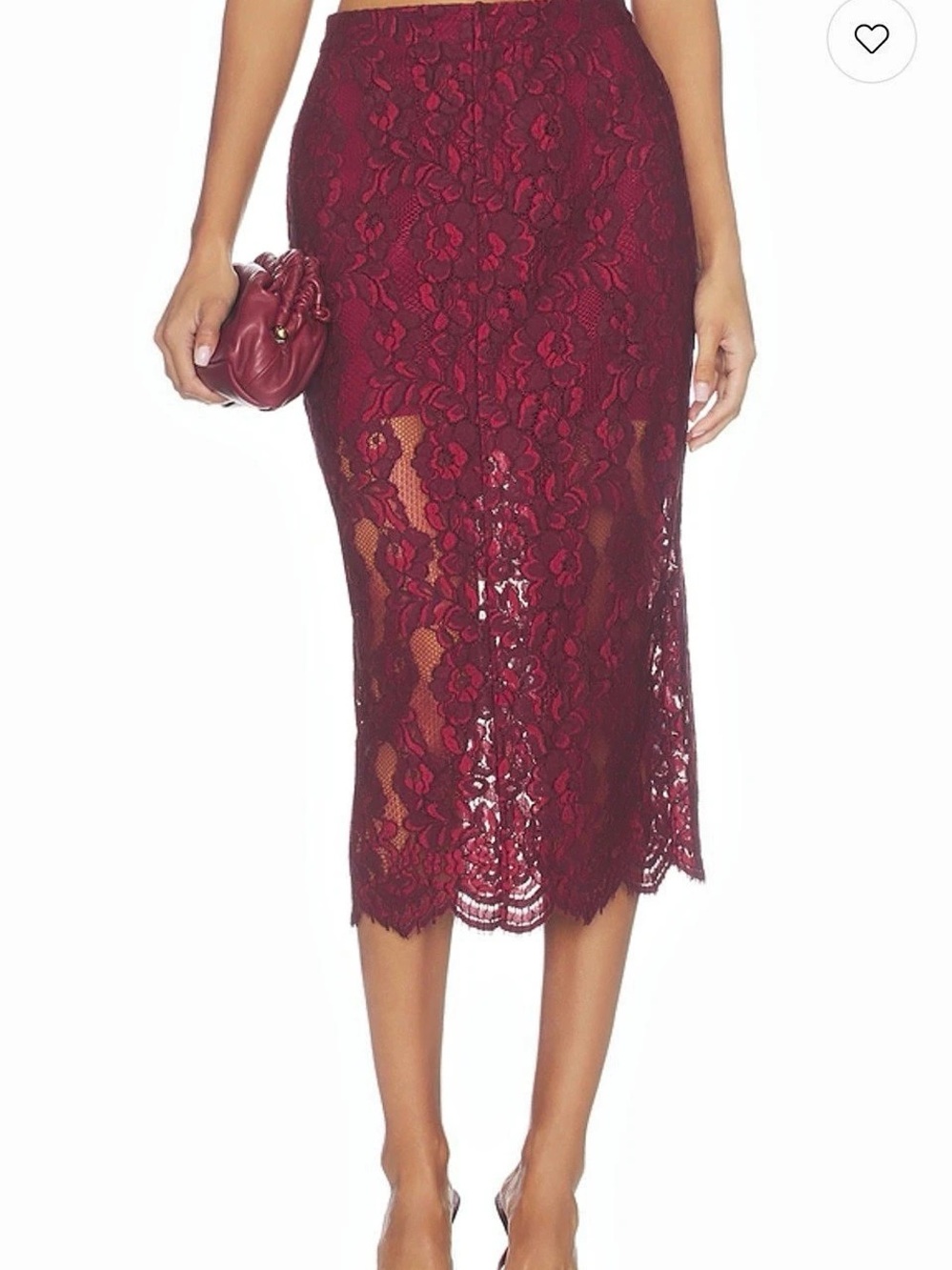 Cami NYC Osmond Lace Midi Skirt Floral Burgundy & Pink